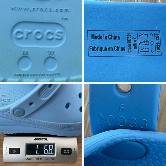 CROCS Shoes Women 7 Classic Platform Clogs Blue 207521 Lightweight Men 5 - Picture 12 of 13